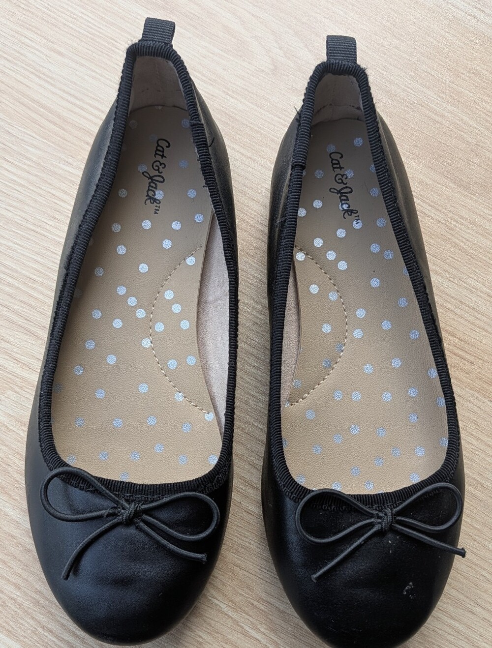 Cat & Jack Girl's Black Bow Ballet Flats